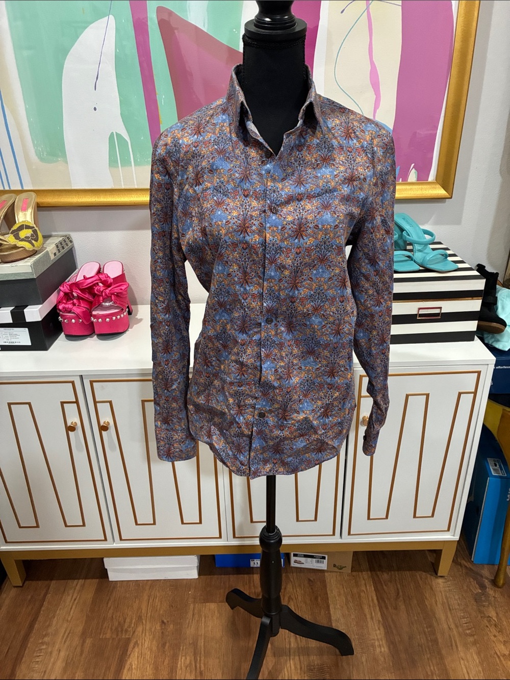 Murano Multicolor Floral Print Button-Down Shirt